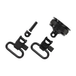 Uncle Mike's, QD Mag Cap & Wood Screw Swivel, 1", Fits Remington 870, Black, With External Ratchet