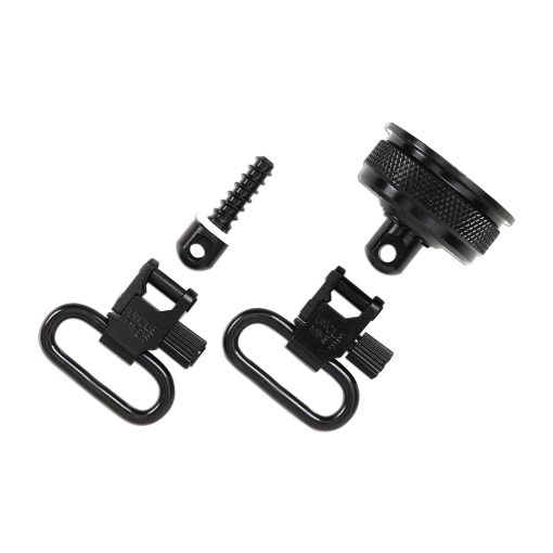 Uncle Mike's, QD Mag Cap & Wood Screw Swivel, 1", Fits Remington 870, Black, With External Ratchet